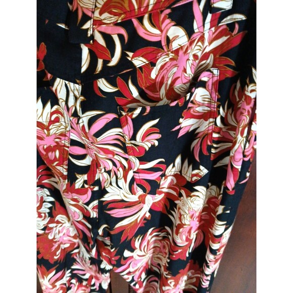 Who What Wear Women's Size 32" M Wide Leg Black Floral Pants Side & Back Pockets - Picture 6 of 11